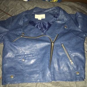 Girls blue leather jacket (CASH APP ONLY )
